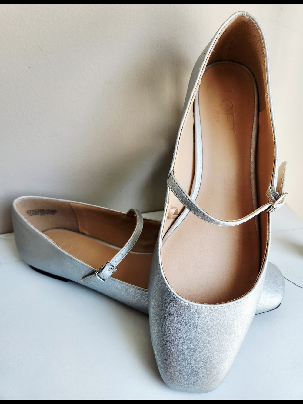 LOFT Metallic Silver Mary Jane Flats